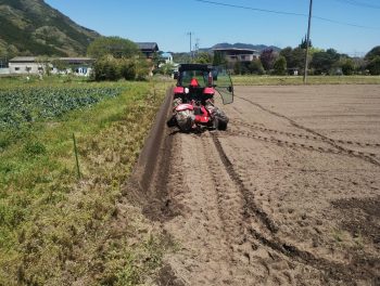 <田んぼの畔塗り(あぜぬり)をしました>